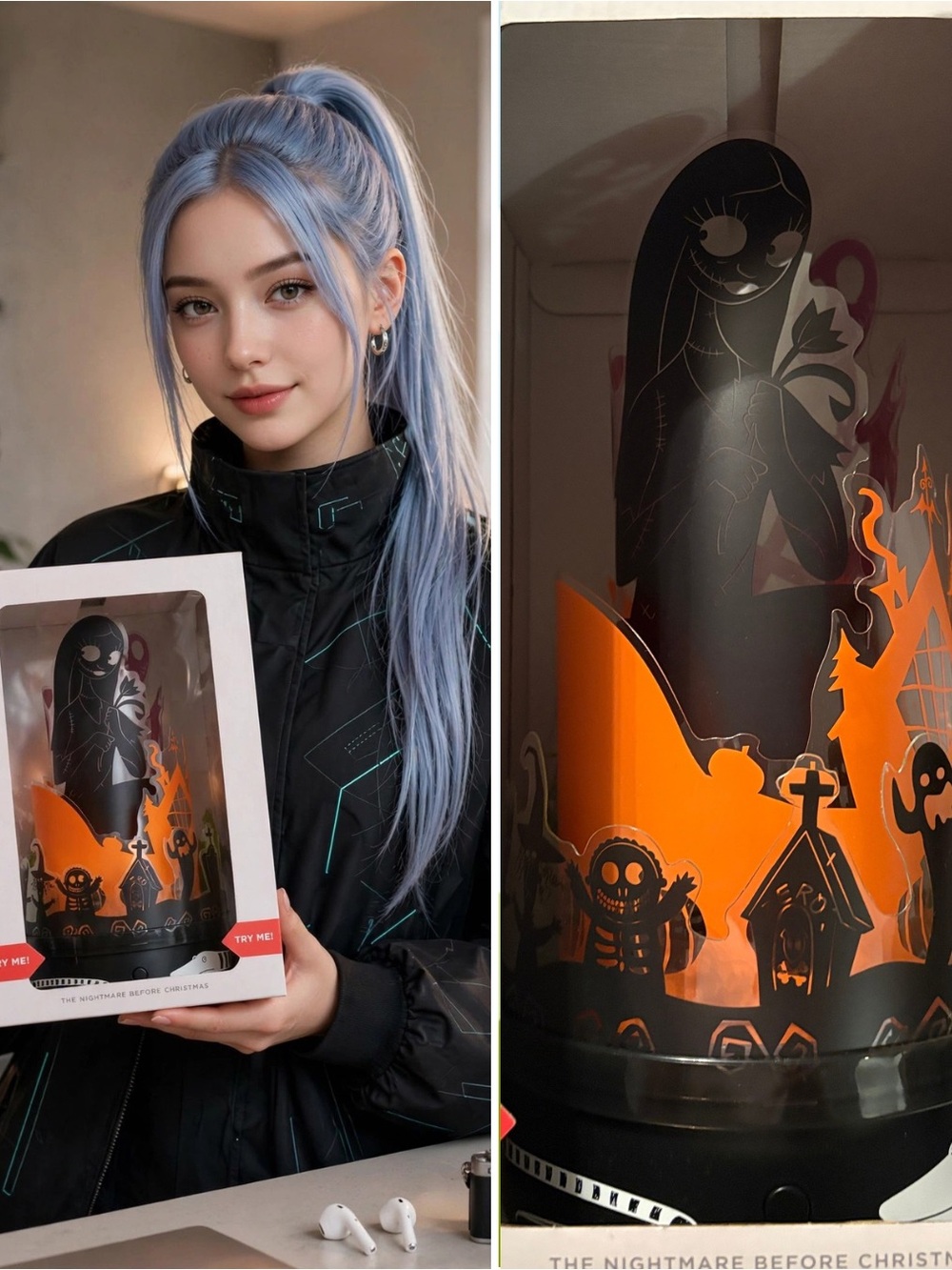 Hallmark Disney Nightmare Before Christmas Rotating Lamp Sound Jack Zero Sally